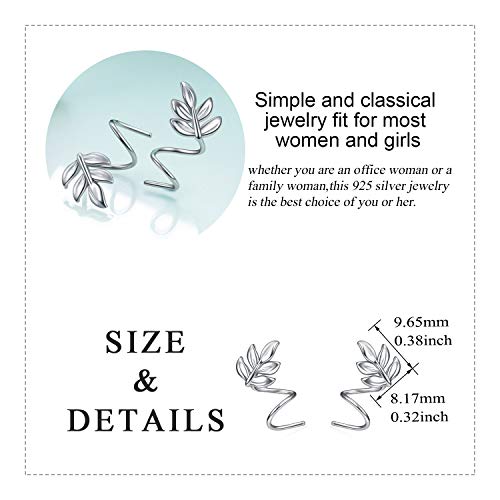 Sterling Silver Leaf Wrap Earrings Leaves Earrings Crawler Earrings Stud Ear Climber Ear Gifts For Women Teen Girls #TOP3