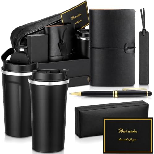7 Pcs Gift Set for Men 17oz Tumbler Notebook Bag Pen,Black