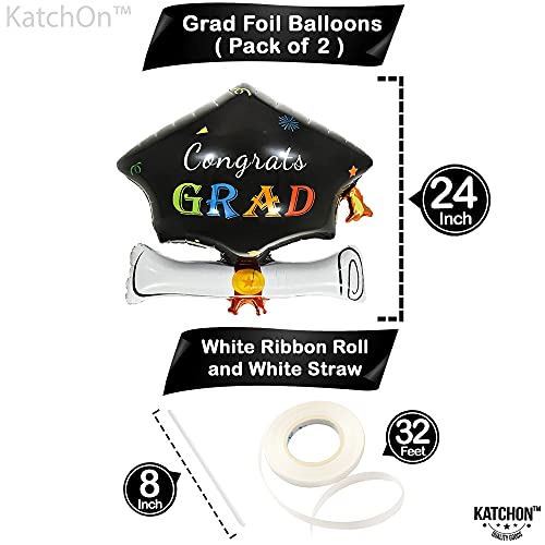 Image of Graduation Balloons Class of 2026 - Big 24 Inch, Graduation Decorations 2026 | Graduations Cap Balloons, Graduation Hat Balloons, Graduation Party Decorations 2026 | Congrats Grad Balloons, KatchOn