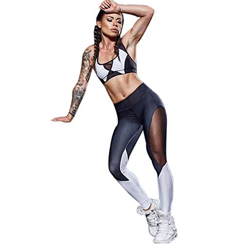 RISTHY Leggins Mujer Deportivos Mallas Pantalones Deporte Elástico Empalme Ropa de Entrenamiento Fitness Pantalones Lápiz Push Up Cintura Alta Yoga Gimnasio Correr
