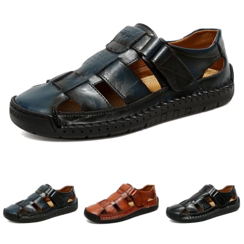 Noreviax Sandalias Deportivas Informales CóModas Y Transpirables Para,transpirables, Zapatos De Pescador De Cuero For Caminar, Playa(Blue,41EU)