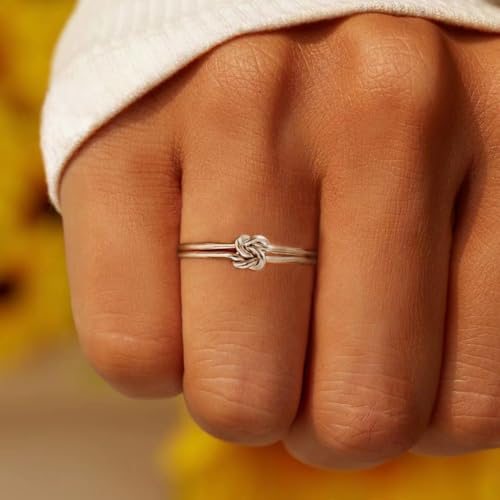 EVER FAITH Dainty Double Love Heart Infinity Rings, 925 Sterling Silver Mother Daughter Best Friend Irish Celtic Knots Wedding Promise Band Ring for Women Bride3