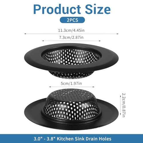 Coladores para desagüe de fregadero de cocina, acero inoxidable, diámetro 4.5 in, 2 piezas miniatura 2