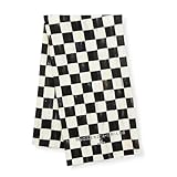 MACKENZIE-CHILDS Set of 1 Cotton Dish Towel, Decorative Kitchen Towel, Black-and-White Courtly Check