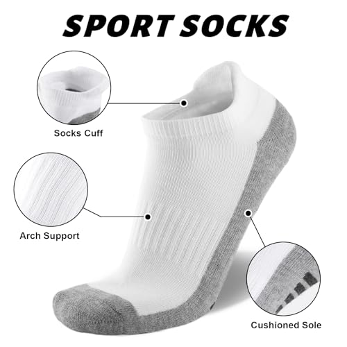 eallco Mens Ankle Socks Low Cut Athletic Cushioned Running Tab Socks 6 Pack3