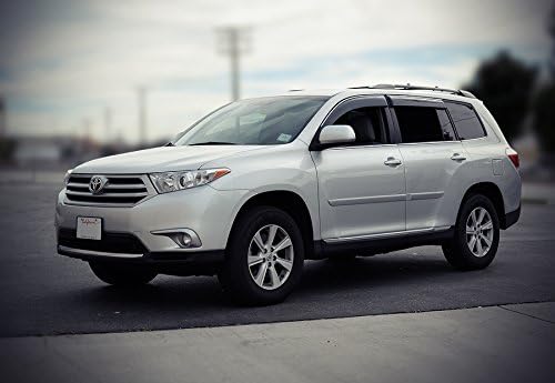 WellVisors Window Visors Wind Deflectors Compatible with Toyota Highlander 2008-2013 with Chrome Trim Rain Guards 3-847TY016