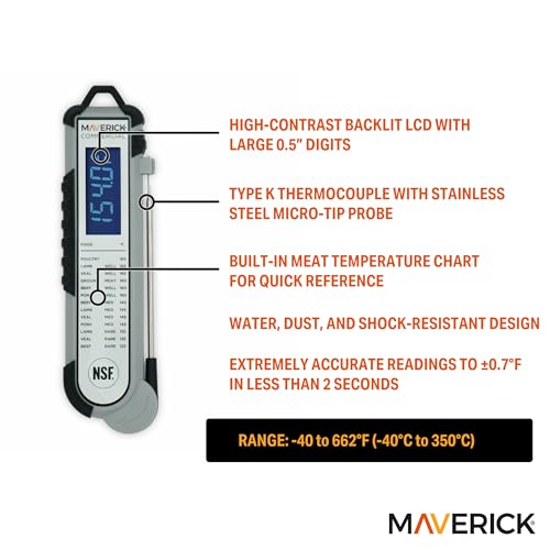 Maverick Pro‑Temp Digital Meat Thermometer PT‑100BBQ, Instant Read with Backlit Display, Oven Safe, Calibration Feature, Grill, Smoker & BBQ Temperature Probe by MAVERICK - Image 3
