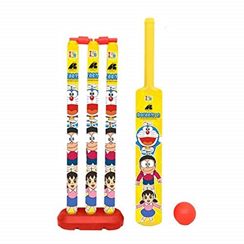 Image of KIDIVO Plastic Cricket Set with Stump and Ball Playing Set for 2-5 Year Kids(Size:- Big, Multicolor) (Doraemon)