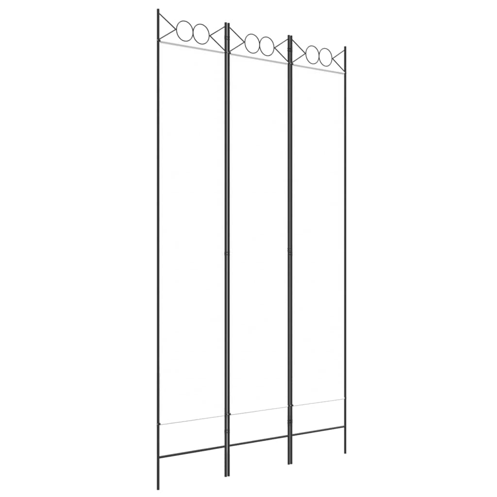 vidaXL 3-Panel Room Divider Folding Privacy Protection Screen Room Separator Paravent Wall Partition Panel Screen White 120x220 cm Fabric