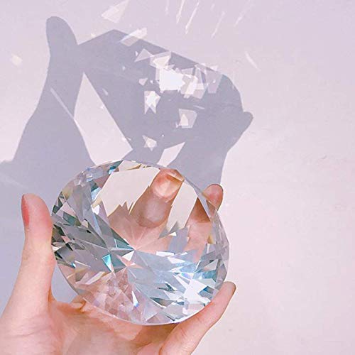 LONGWIN 80mm(3.1 inch) Crystal Diamond Paperweight with Stand Jewels Wedding Decorations Centerpieces Home Decor Valentine's Day Gift(Clear)