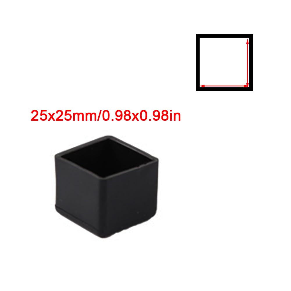 16Pcs Square 25x25mm Silicone Chair Leg Floor Protector, Black Chair Leg Caps, Furniture Foot Protectors - Image 2