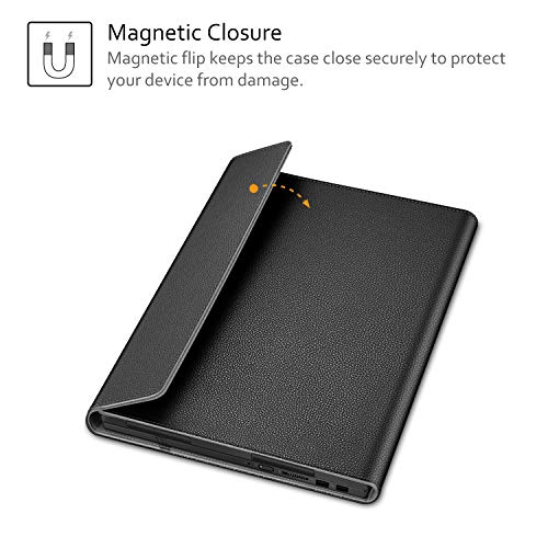Casebot Sleeve Case For 14" Lenovo Flex 14 / Lenovo Flex 5 14 1470 / Lenovo Flex 6 14 / Lenovo Ideapad C340 14 / Asus Chromebook Cx1 Cx1400 - Premium Pu Leather Portfolio Book Cover, Black #TOP4