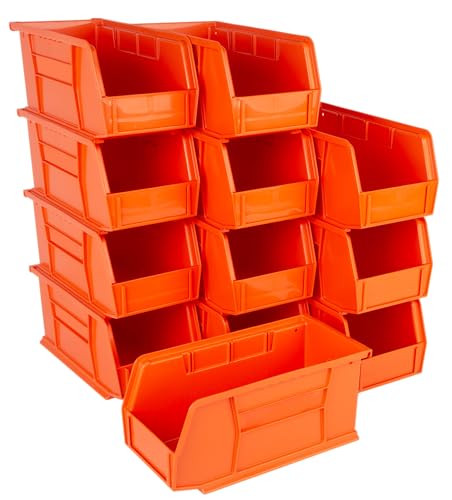 Hudson Exchange Stapelbarer Aufbewahrungsbehälter und Hängebehälter, Kunststoff, 27,9 x 14,9 x 12,7 cm, Orange, 12 Stück