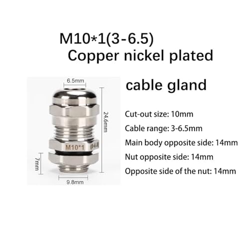 Prensaestopas M10 de acero inoxidable 304 y latón niquelado con sellado hermético PG de 20 piezas 3