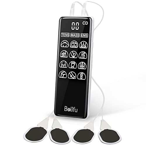 Belifu Heat Therapy Tens Ems Unit, Muscle Stimulator For Pain Relief, Independent Dual Channel Electric Pulse Massager, 3 Temperature Levels, 36 Modes And 40 Intensities, With Back Clip, 10 Gel Pads #TOP21
