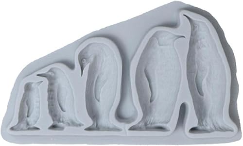 Molde de silicona de la familia de pingüinos, molde de caramelo de chocolate para bricolaje, molde de bloque de hielo de postre hecho a mano,