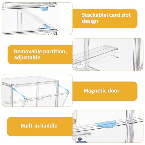 Image of Acrylic Display Case,3 Layer Clear Display Case Adjustable Display Box Stand with 2 Movable Dividers Small Showcase Magnetic Door for Collections Mini Figures