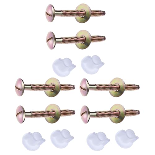 Balacoo 6pcs Toilet Bolt Set Heavy Duty Toilet Tank Screw Fixing Bolts with Nuts and Washers Sturdy Rubber WC Tool for Easy Installation Compatible with Standard