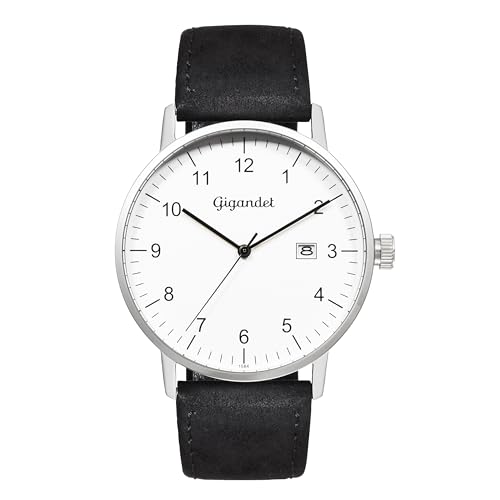 Montre à quartz avec bracelet en cuir Gigandet pour hommes élégants