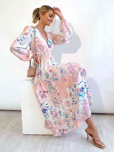 Image of Maxigerui Women's Long Sleeve Floral Maxi Dress 2026 Spring Summer Wedding Guest Dress