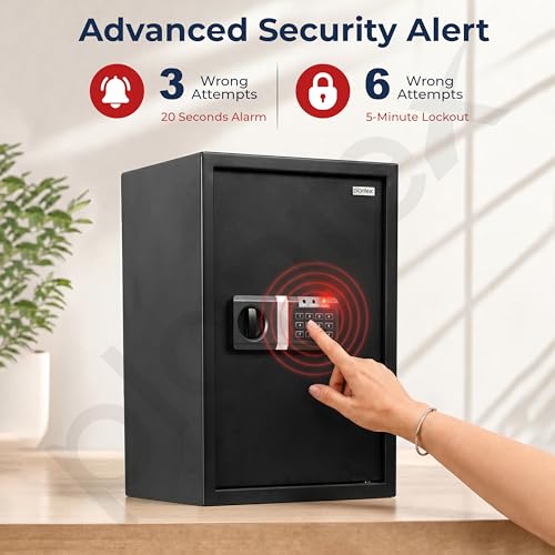 Image of Plantex Safe Locker for Home /56 Litre Hotel Safe Tijori Box /Digital Locker /Electronic Safety Locker with Master & User Dual Code Access with Emergency Key /2 Years Warranty By Plantex (Black)