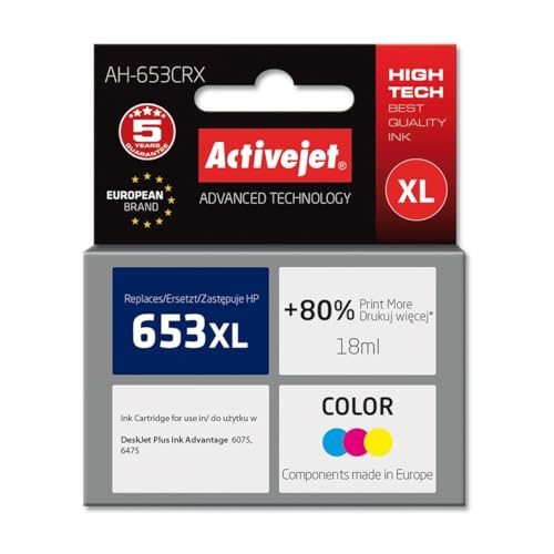 activejet Encre AH-653CRX (Remplacement pour HP 652 F6V24AE ; Premium ; 320 Pages ; Couleur)