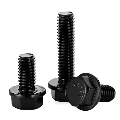 Image of 1 /4-20 x 1 Flange Hex Head Bolts, Stainless Steel 304 Black Finish, Fully Threaded, 25 PCS