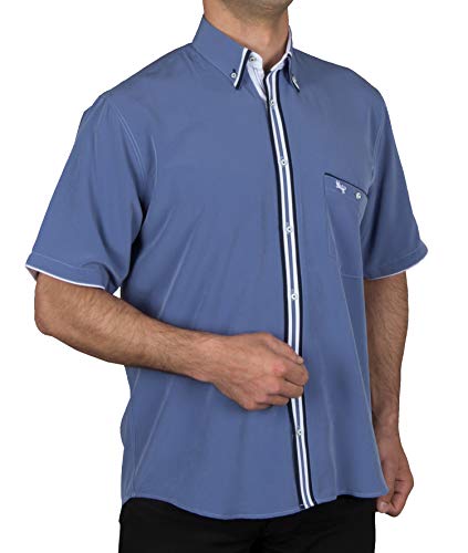 Chemise courte bleu pigeon HK Mandel en coupe normale taille M pour homme élégant