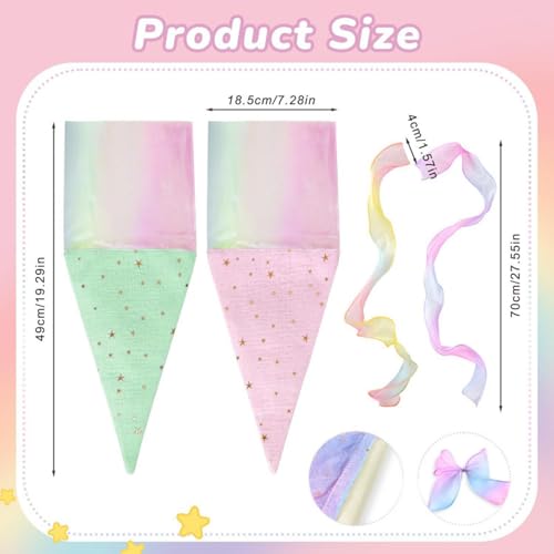 SSKHE 2 STK Kleine Schultüte - Mini Schultüte Kita Tüte Kindergarten Schultüte Geschwistertüte, Rosa+Grün, Einschulungsgeschenk für Schüler Jungen Mädchen