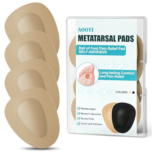 AOOTE Almohadillas metatarsianas para mujer,2 Pares Almohadilla metatarsal almohadillas oval amortiguadores，Almohadilla para Dolor en la Bola del Pie para el metatarso, para callos, ampollas,M