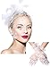 Produktbild Bowknot Faszinator Hut Gefieder Schleier Mesh Stirnband und Kurze Spitzen Handschuhe Blumen Spitzen Handschuhe (Weiß)