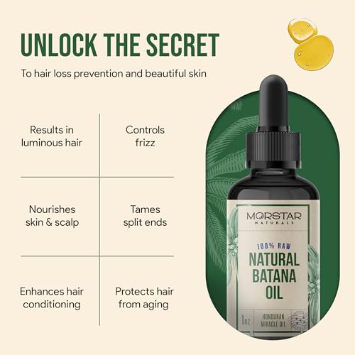 Morstar Premium Raw Batana Oil - Dr Sebi & Dr Truth Recommended - Promotes Thicker Hair Growth and Restoration