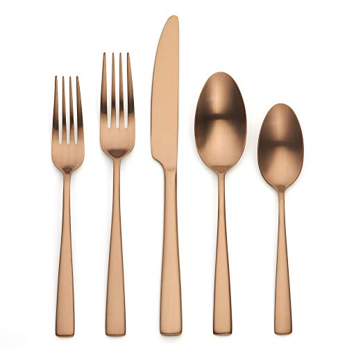 Ornative Rena 20-Piece Stainless Steel Flatware Set  Silverware Service for 4  Including SpoonKnifeFork  Dishwasher Safe  Matte Copper  Durable and Easy Care  Best Silverware