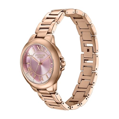 Image of Sonata Poze 8 Quartz Analog with Pink Dial Rose Gold Alloy Strap Watch for Women - SP80158WM01W