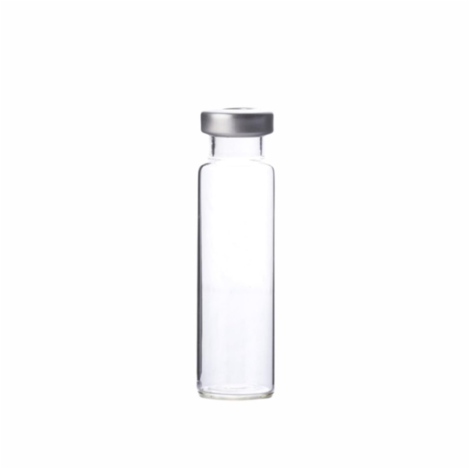 Przezroczysta fiolka z zagiętym wierzchem, fiolka do chromatografii z zagiętym wierzchem, 20 ml, aluminiowa nakrętka z płaskim dnem i przegrodami z silikonu/PTFE, 10 zestawów