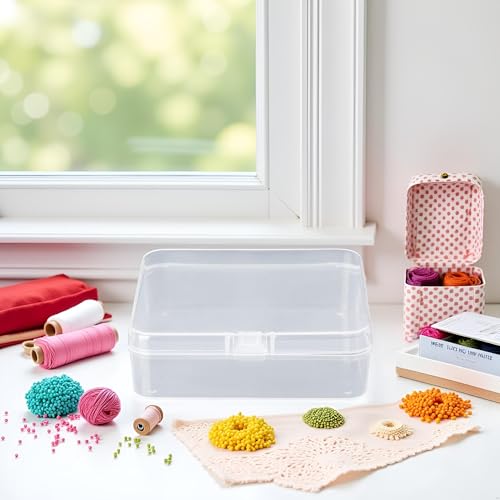 Image of Square clear Jewelry Storage Boxes Beads Crafts Case Containers Reusable Plastic Comfortable and Environmentally Professional Design Craft and Sewing Supplies Storage (6x6x1.8cm)