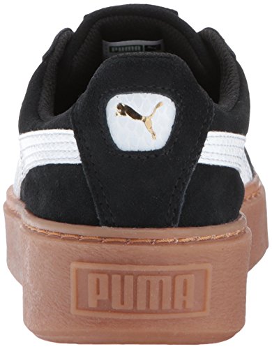Puma Unisex-Child Suede Platform Sneaker, Black White, 13 M US Little Kid