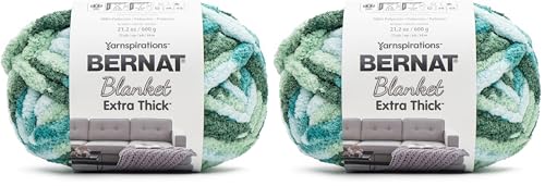Image of Bernat Blanket Extra Thick Teal Ivy Varg Yarn - 2 Pack of 21.12oz /598.74g - 100% Polyester - #7 Jumbo - 72 Yards - Chunky Yarn for Hand Knitting, Crocheting, Crafts & Amigurumi