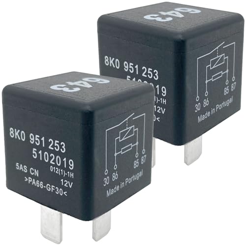 643 Relay (2-Pack) 12V 30A 4-Pin SPST Automotive Power Relay Compatible with Audi A4 A5 Q5 Q7, VW Golf Jetta Passat, Replacement for 8K0951253 - Reliable Fix for Fuel Pump & Ignition Problems