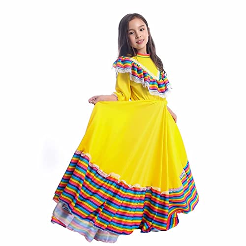 Girls Mexican Dress Folklorico Traditional Dresses Holiday Toddler Dance Skirt Kids Halloween Carnival Birthday Gowns #TOP5