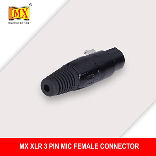 Image of MX 3 Pin XLR connector Microphone Connector pin Pure Copper Nickel Plated Pins1 for High Conductivity microphone cable connector PERENT (3 PIN BLACK COATED, Pack of 2, Female Connector)