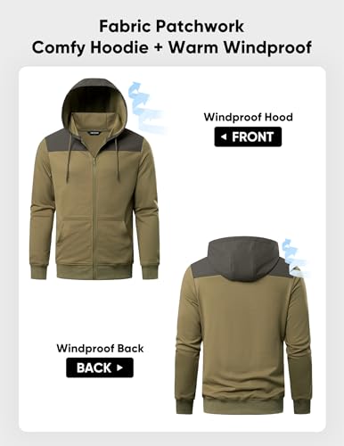 JMIERR 2025 Mens Hoodie Full Zip Up Sweatshirts Long Sleeve Drawstring Hooded Shirt with 2 Pockets3