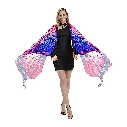 plainshe Butterfly Wings, Fairy Wings for Adults Butterfly Costume, Halloween Costumes for Women 3PCS Butterfly Cape Set. (#028) - Image 3