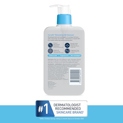 image for CeraVe SA Cleanser | Salicylic Acid Cleanser with Hyaluronic Acid, Nia