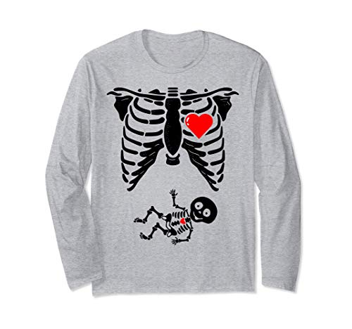 Skeleton Pregnancy Shirt Baby X-Ray Halloween Pregnant Maglia a Manica