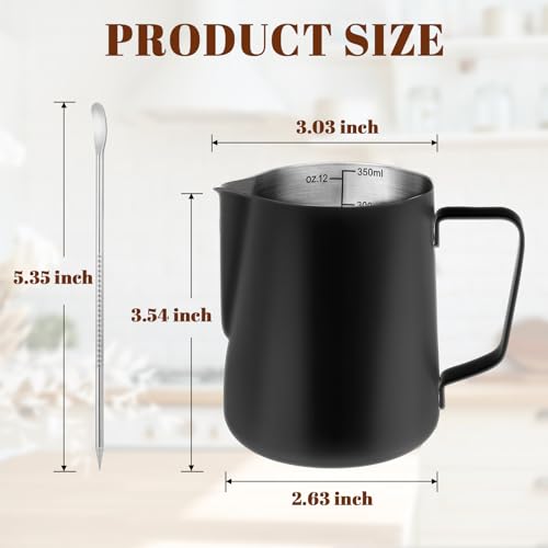 image for Amrules Milk Frothing Pitcher, 12oz Milk Frother Cup with Clear Scale,