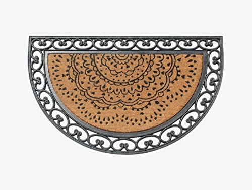 A1 Home Collections A1HOME200131 Natural Coir & Rubber, Thick Durable Anti-Shed, Fade-Resistant mat, Long Lasting, Front Door Entry Doormat, 30" X 48", Half Circle Paisley