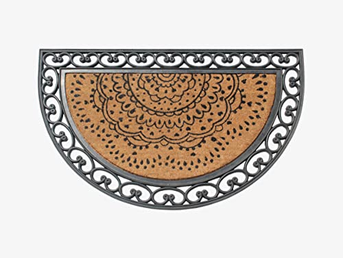 A1 Home Collections A1Home200131 Natural Coir & Rubber, Thick Durable Anti-Shed, Fade-Resistant Mat, Long Lasting, Front Door Entry Doormat, 30" X 48", Half Circle Paisley #TOP28