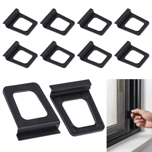 10PCS Window Screen Pull Tabs - D-Shaped Screen Lift Tabs Replacement Black Window Screen Spline Pull Tabs for Window Screens Frame Screen Tabs for Flat Spline Channel Window Screen Parts