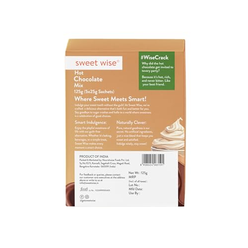 Image of Sweet wise Hot Chocolate Mix- 125gm| No refined sugar| Choco powder for Milk, Cold & hot shakes | No Preservatives